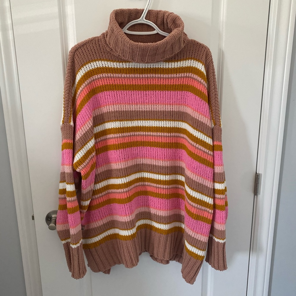 Aerie Striped Chenille Turtleneck Sweater - Picture 2 of 7